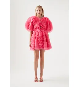 Aje Amour Ruffle Mini Dress Berry Pink Size 8 for rent on The Volte - image 1