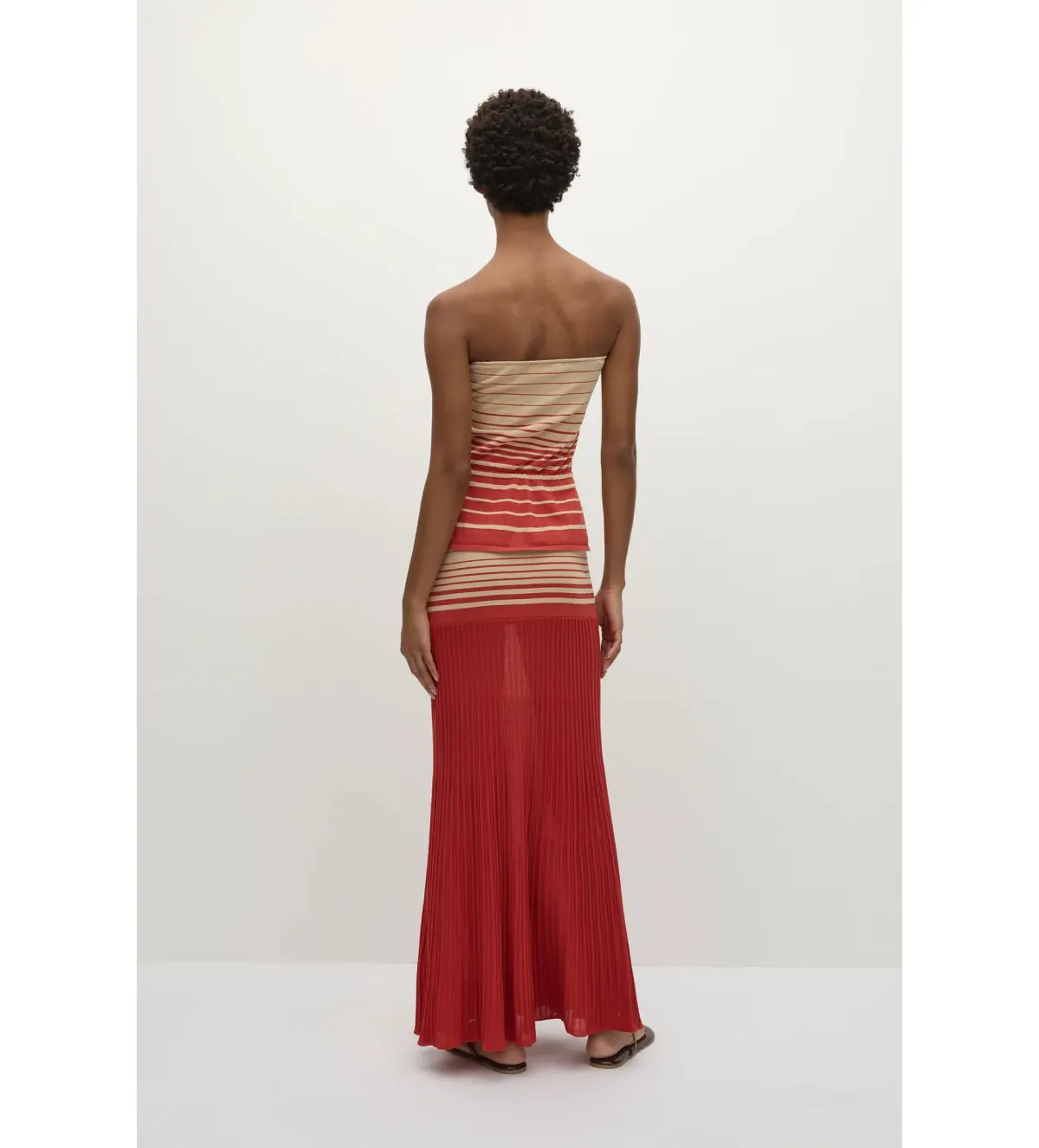 Faithfull the Brand Casia Top Citara Skirt Set in Accordion Stripe Amber Fawn Size 8 - Image 3