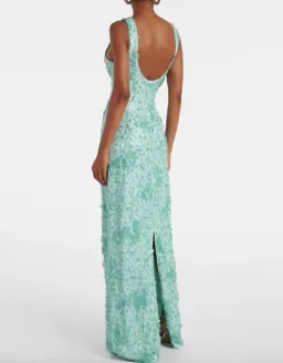 Simkhai Bex Sequined Maxi Dress in Green Size US 4 /AU 8 for rent on The Volte - image 4