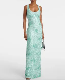 Simkhai Bex Sequined Maxi Dress in Green Size US 4 /AU 8 for rent on The Volte - image 1