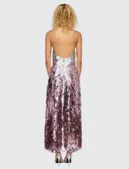 Leo Lin Taylor Sequin Maxi Dress Metallic Pink and Silver Size AU 10 for rent on The Volte - image 2