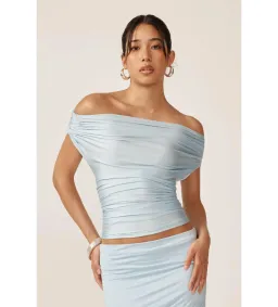 Ance Gria Grace Top & Skirt Set in Sky Blue Size AU 10 for rent on The Volte - image 4