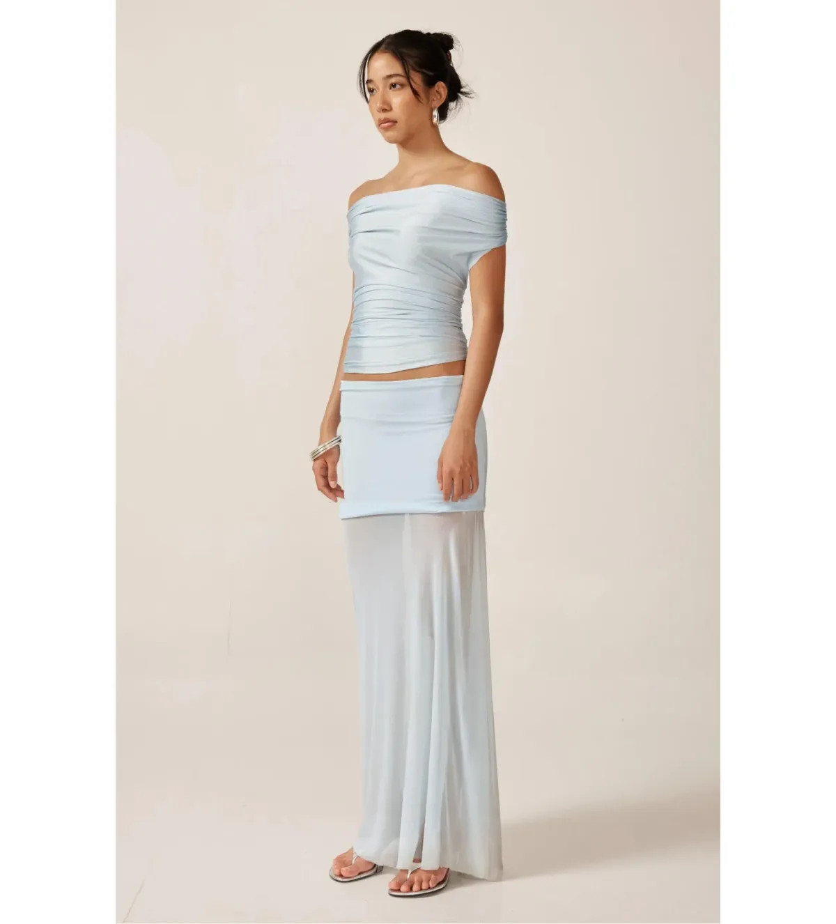 Ance Gria Grace Top & Skirt Set in Sky Blue Size AU 10 - Image 2