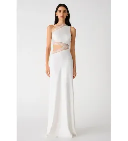Misha Jillian Asymmetric Lace Gown in Ivory Size 12/L for rent on The Volte - image 1