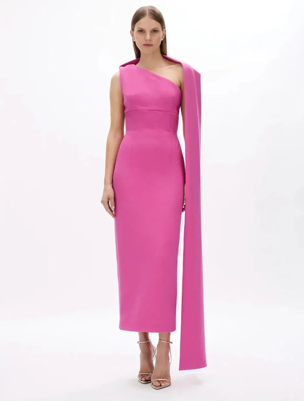 Rachel Gilbert Clara Midi Dress Hot Pink Size AU 6 - Image 1