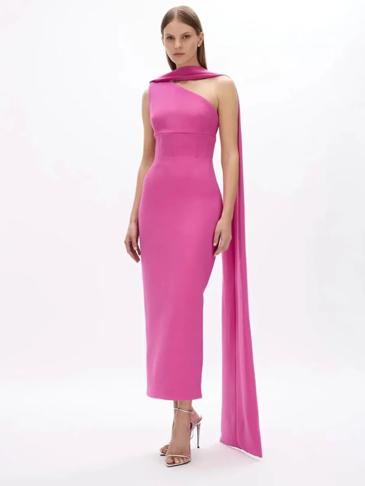 Rachel Gilbert Clara Midi Dress Hot Pink Size AU 6 - Image 2