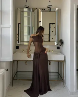 Misha Sisal Maxi Dress Espresso Size 10/M for rent on The Volte - image 1