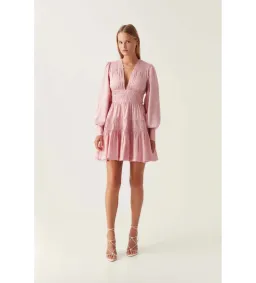 Aje Fallingwater Mini Dress Pink Size 12  for rent on The Volte - image 1