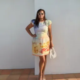 Zimmermann Coaster Structured Mini Dress Poster Print Size 2 / AU 12 for rent on The Volte - image 1