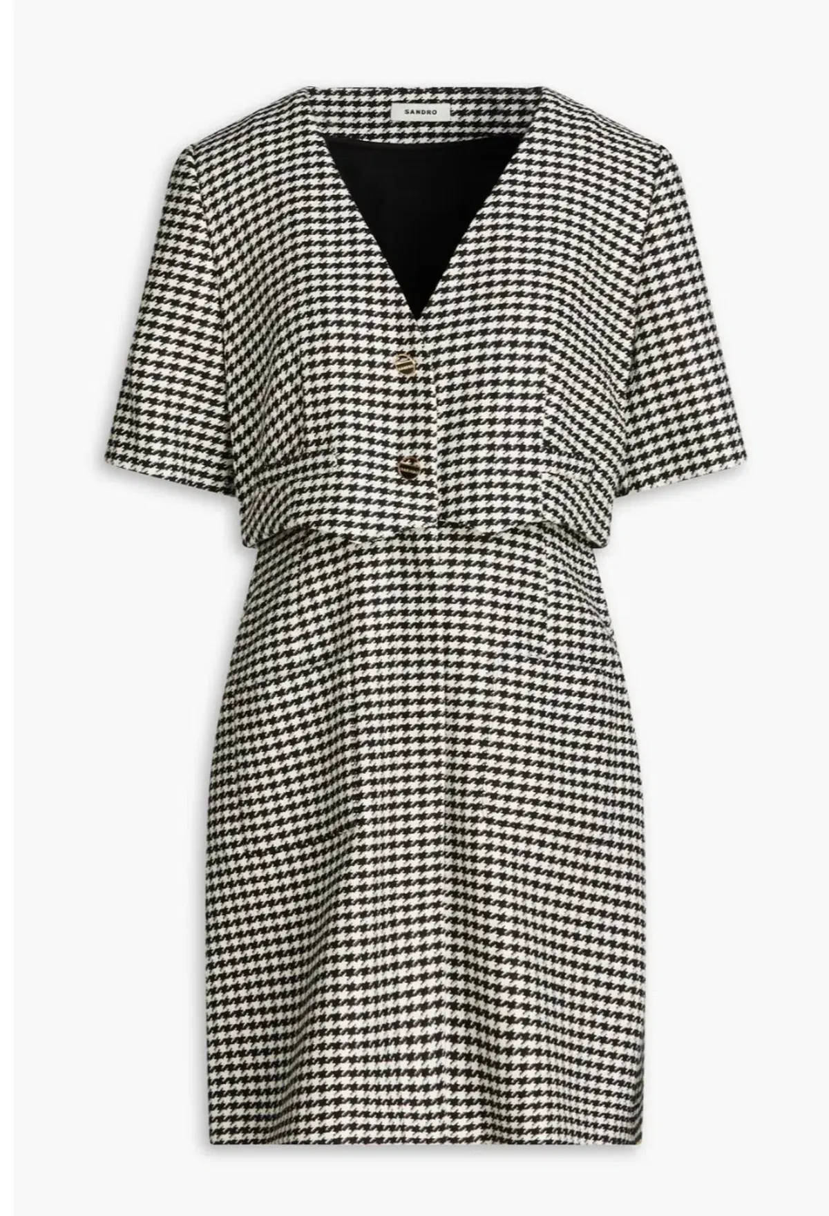 Sandro Houndstooth Tweed Mini Dress Black Size AU 8 - Image 3