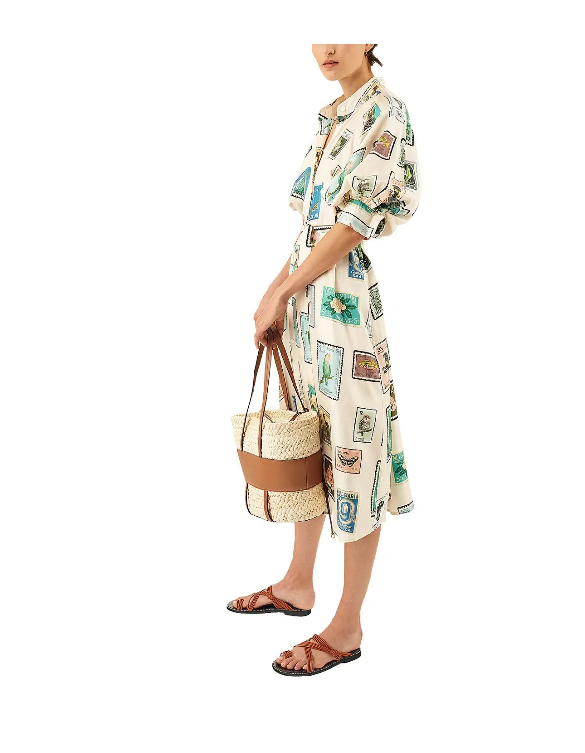 Oroton Stamp Print Dress Midi Size AU 10 - Image 2