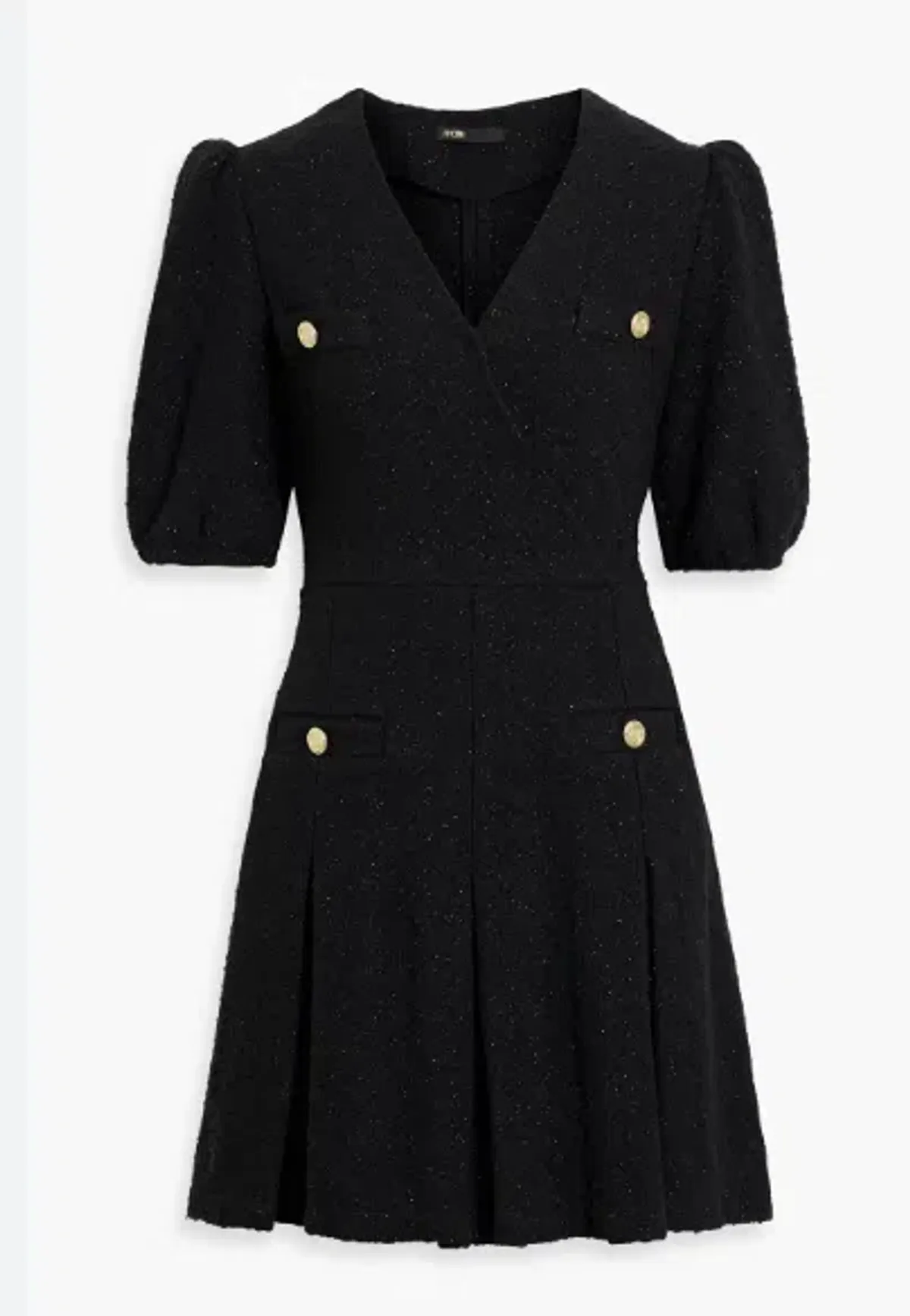 Maje Wrap Effected Metallic Tweed Mini Dress Size AU 8 - Image 3