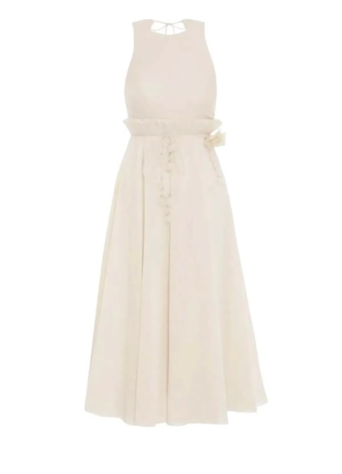 Zimmermann Pleated Picnic Midi Dress Ivory Size AU 10 - Image 5