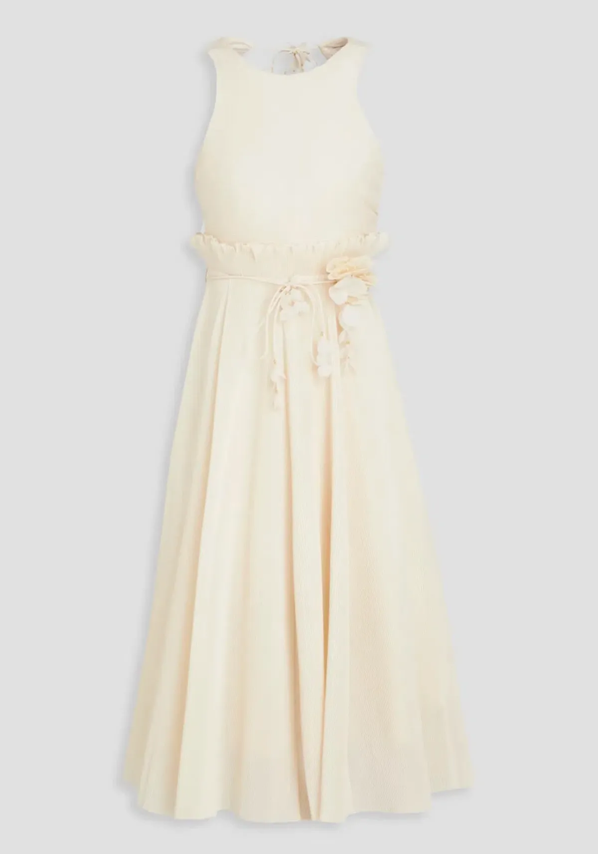 Zimmermann Pleated Picnic Midi Dress Ivory Size AU 10 - Image 4