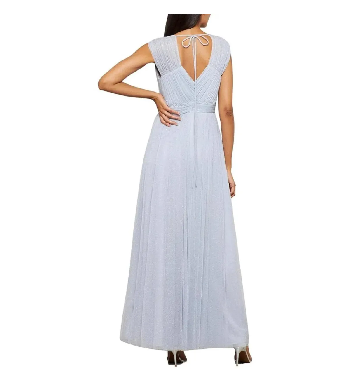 BCBGMAXAZRIA Women's V-Neck Evening Gown Blue Size AU 10 - Image 4