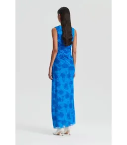 Scanlan Theodore Italian Floral Lace Print Mesh Maxi Dress Blue Size AU 10 for rent on The Volte - image 2