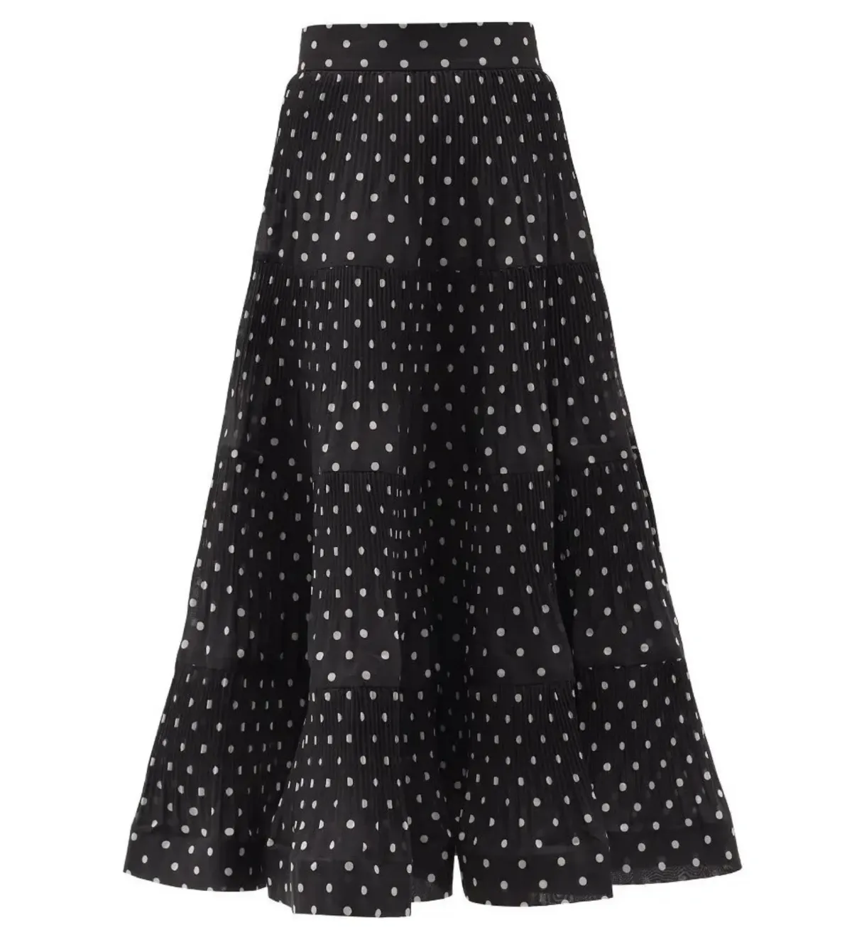 Zimmermann Tiered Plissé Voile Midi Skirt Polka Dot Size 0 AU 8 - Image 5