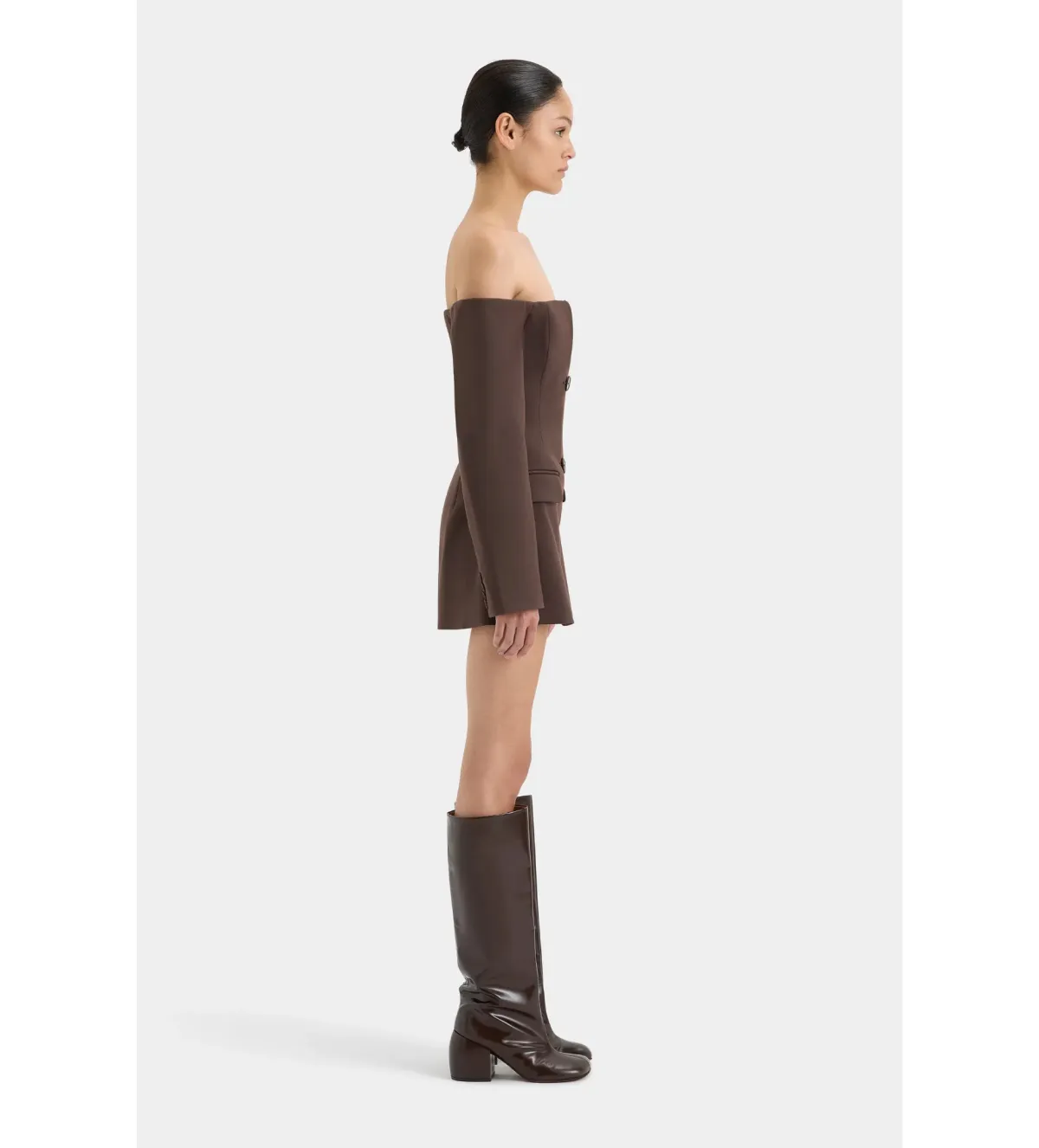 Sir the Label Sandrine Tailored Mini Dress Chocolate Size 1 AU 8 - Image 3