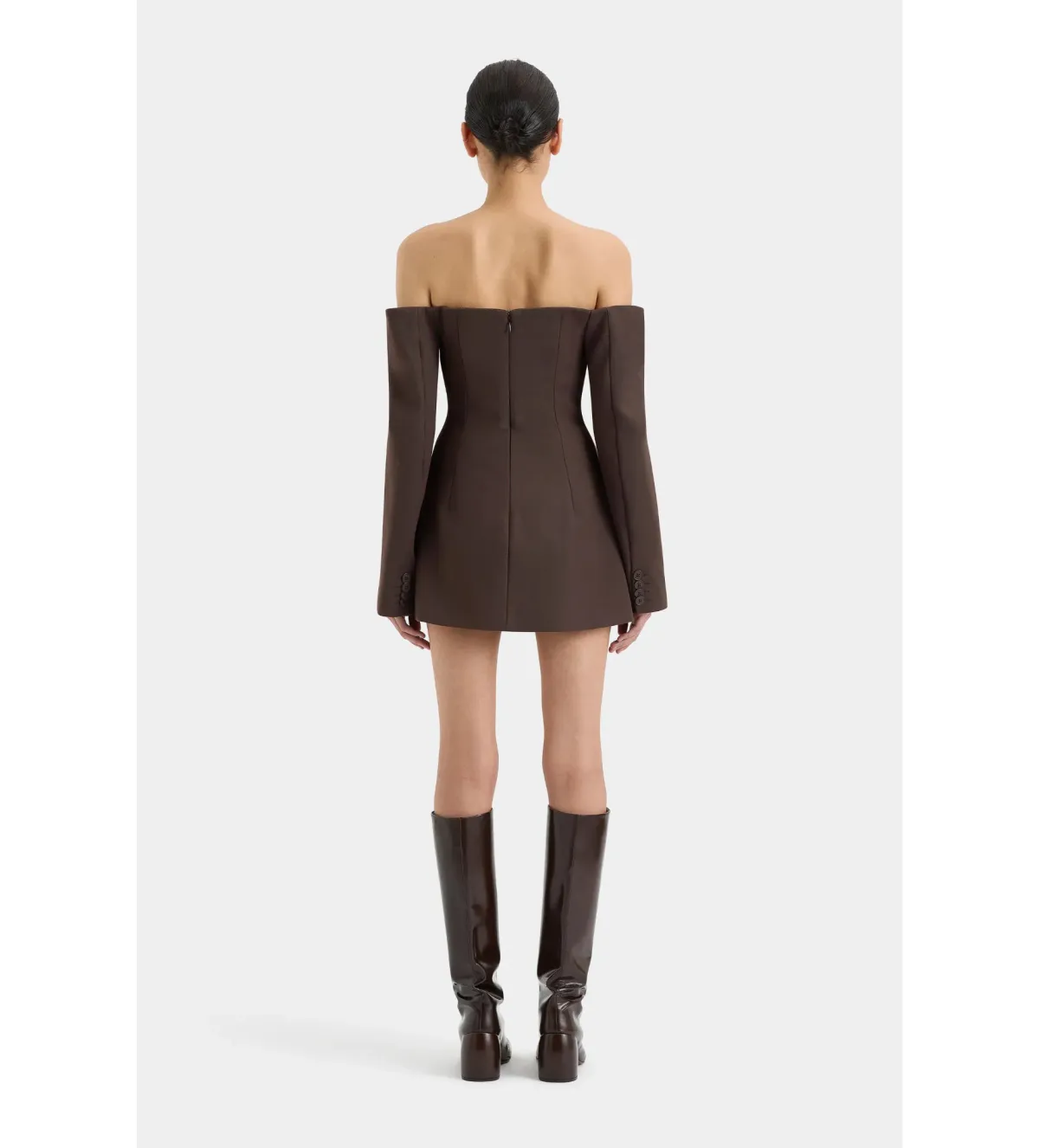 Sir the Label Sandrine Tailored Mini Dress Chocolate Size 1 AU 8 - Image 4