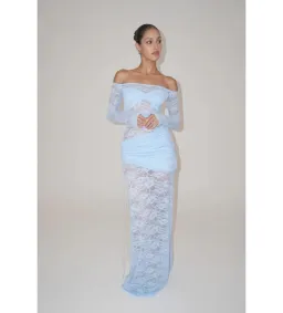 Deconduarte Christiana Maxi Dress Powder Blue Size AU 6 for rent on The Volte - image 1