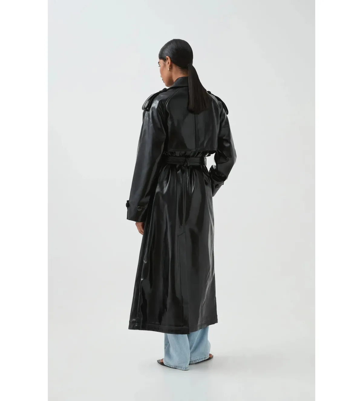 Aje Raven Vegan Leather Trench in Black Size S / AU 8 - Image 4
