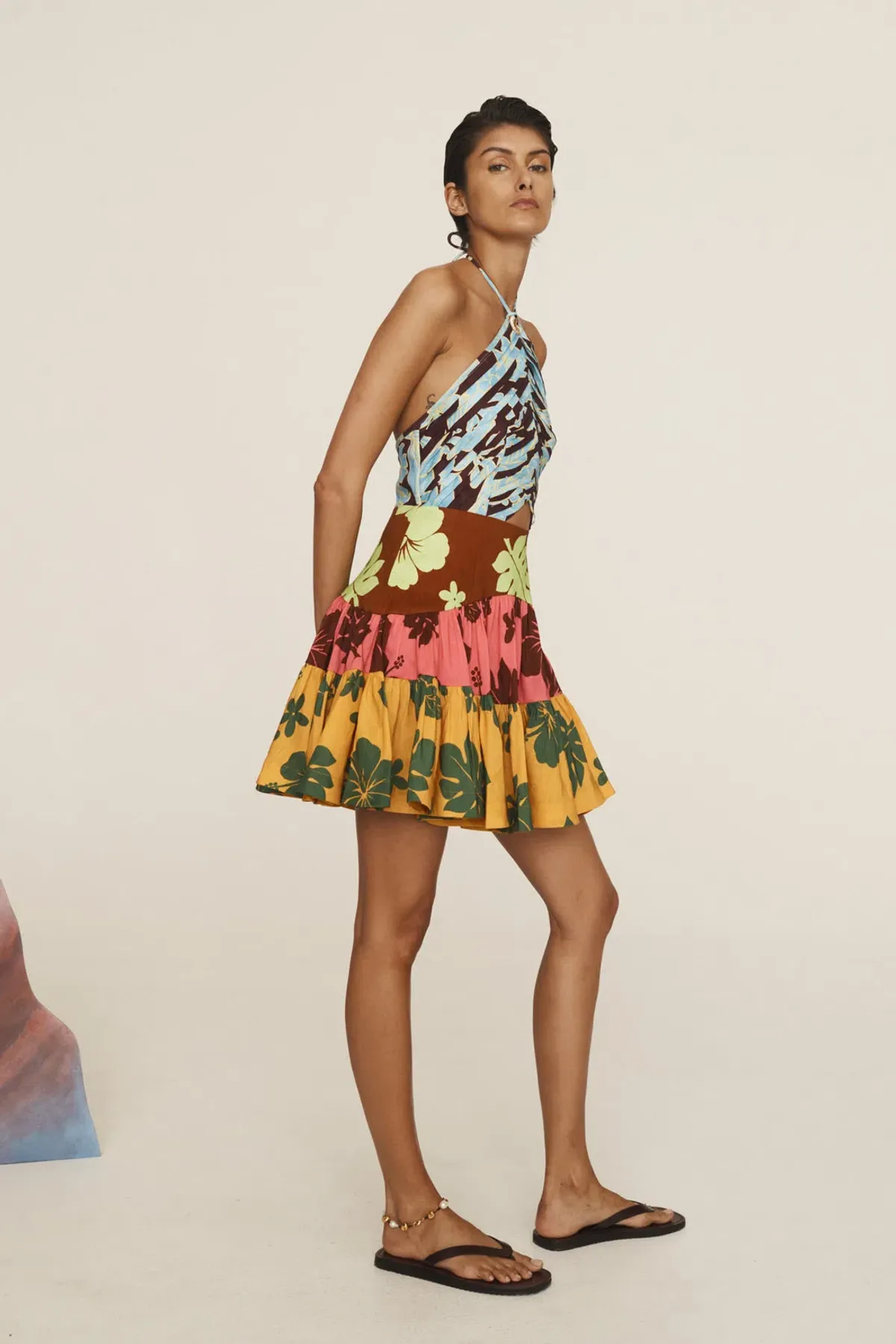 Alemais Poppy Spliced Mini Dress Multi Print Size 16 - Image 2