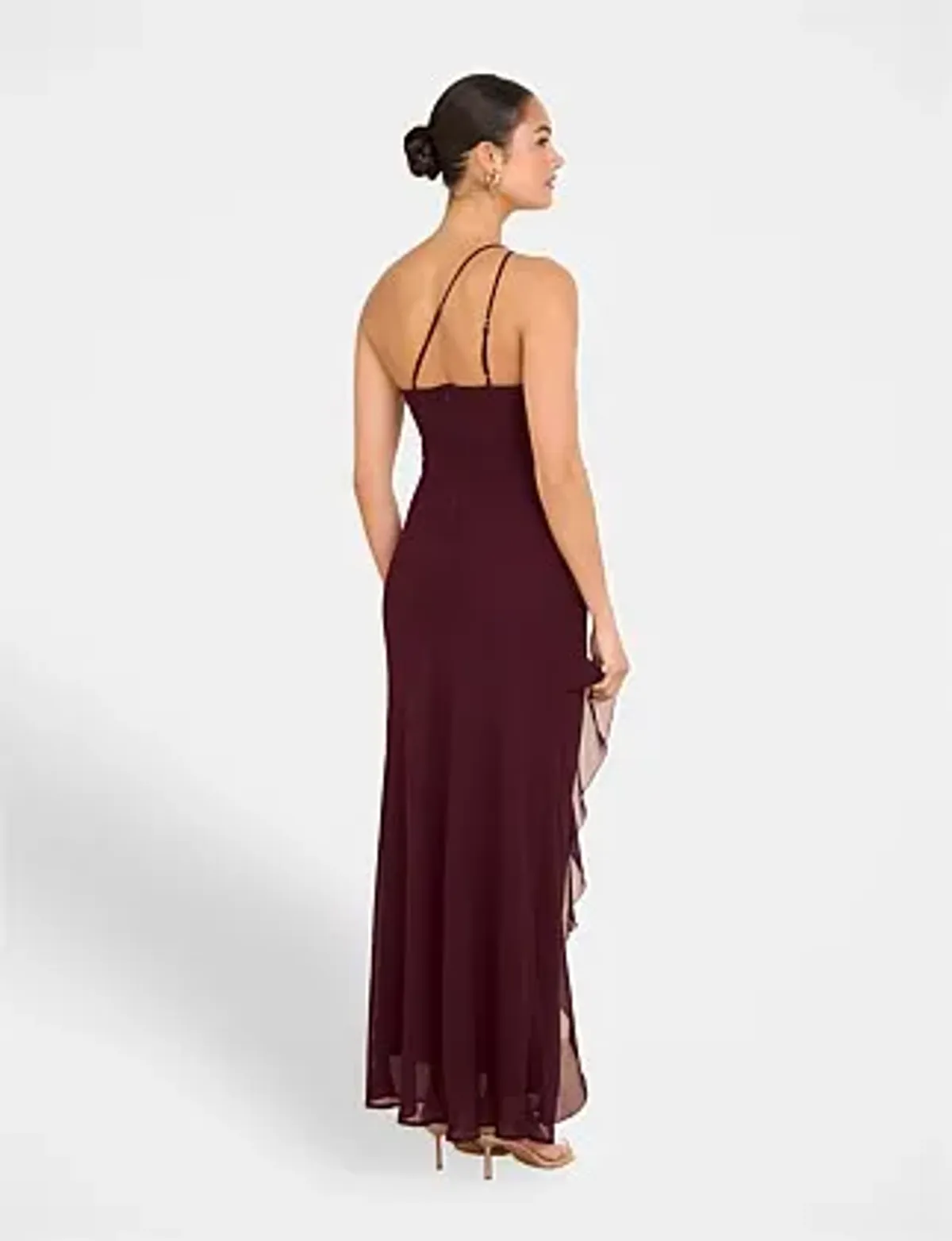 Pilgrim Dietrich One Shoulder Maxi Dress in Burgundy Size AU 14 - Image 3