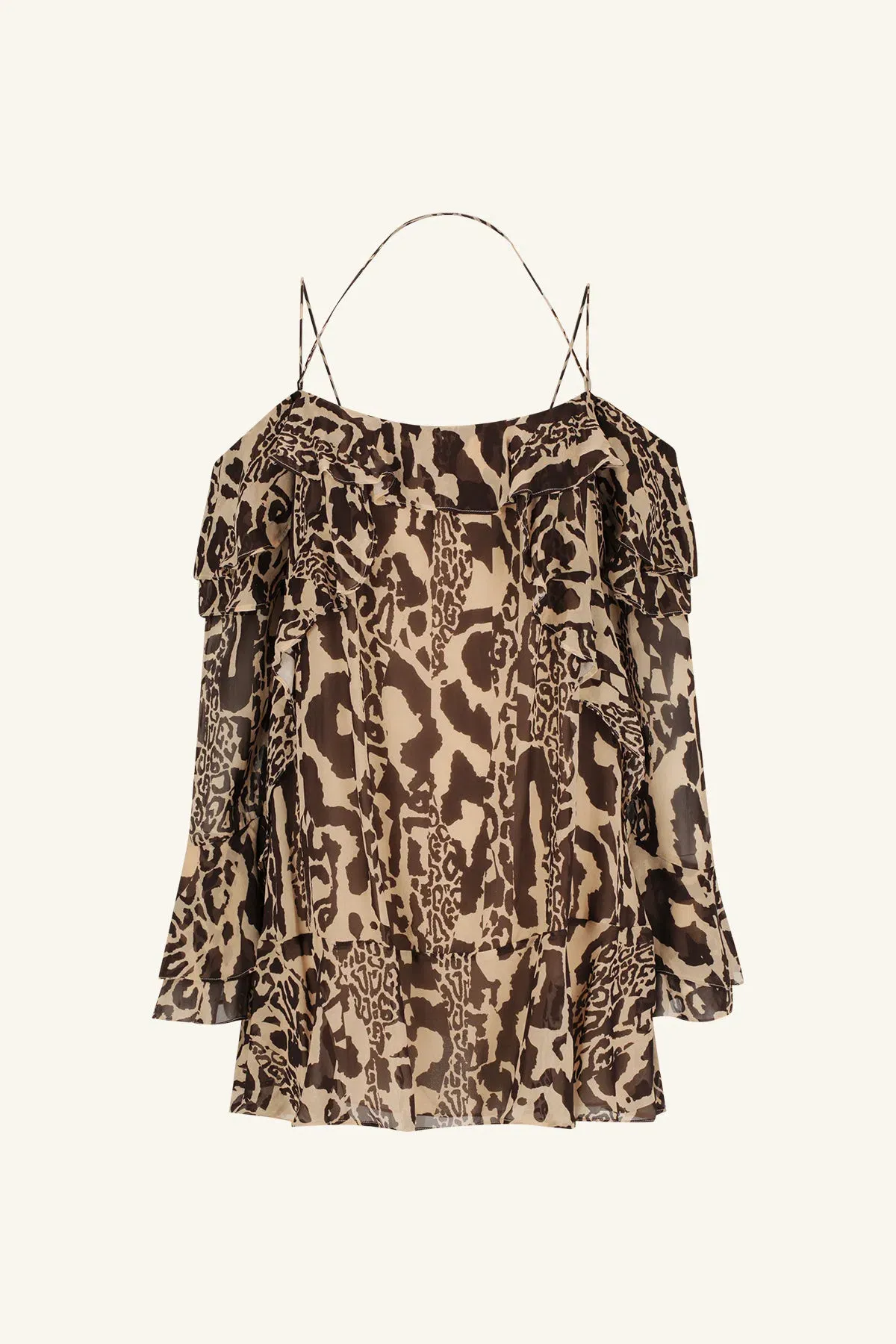 Shona Joy Goldie Tiered Mini Dress in Animal Effect Size XL / 14 - Image 4