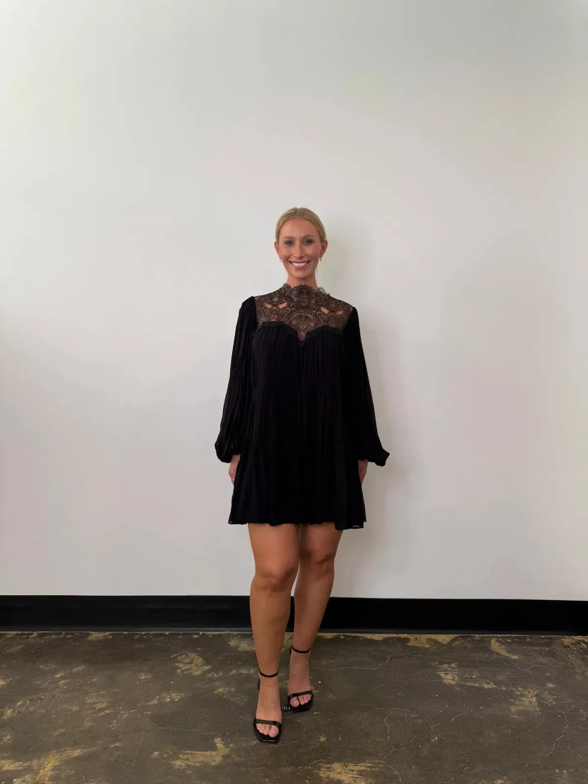 Shona Joy Emory Long Sleeve Mini Dress in Black Size 16 - Image 2