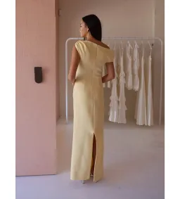 By Nicola Vivian Crepe Maxi Dress in Lemon Size 8 for rent on The Volte - image 2