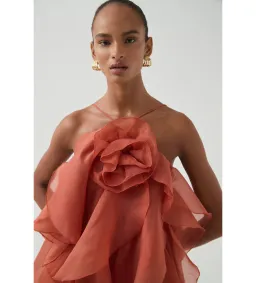 Aje Pandorea Layered Maxi Dress Coral Clay Size 6 for rent on The Volte - image 2