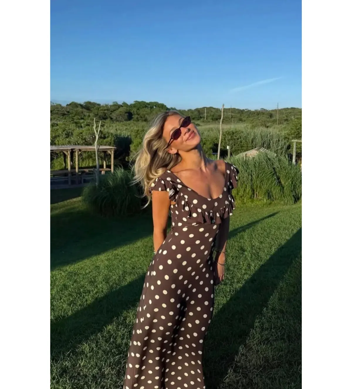 Design by Si Luna Maxi Dress Polka Dots Brown/Yellow Size AU 10 - Image 8