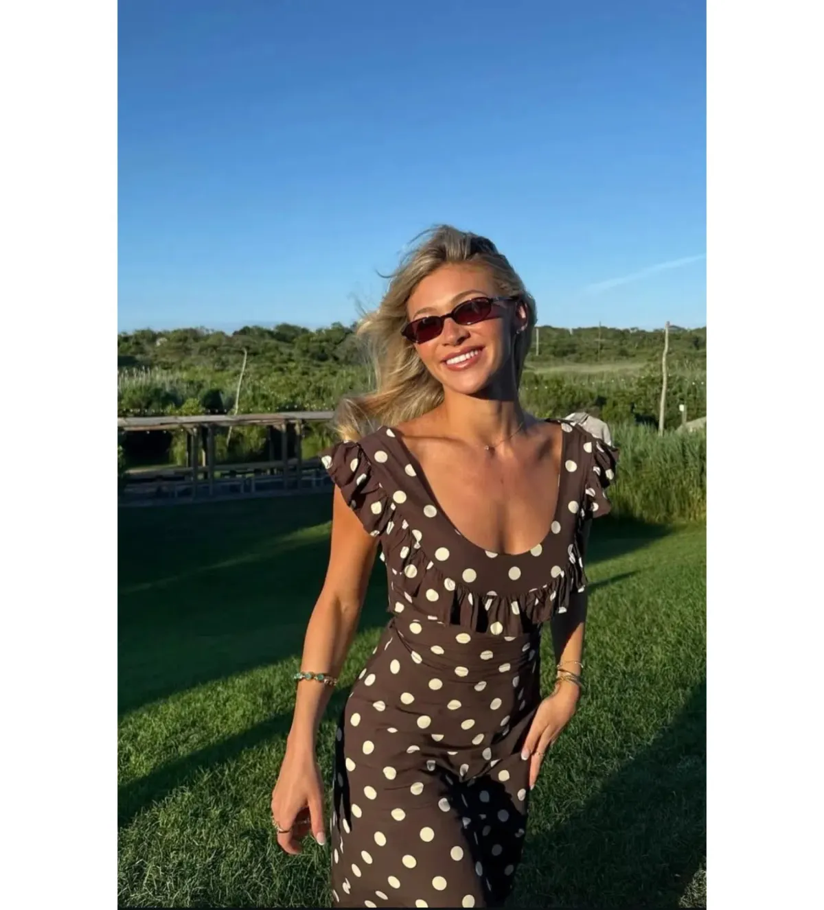 Design by Si Luna Maxi Dress Polka Dots Brown/Yellow Size AU 10 - Image 6