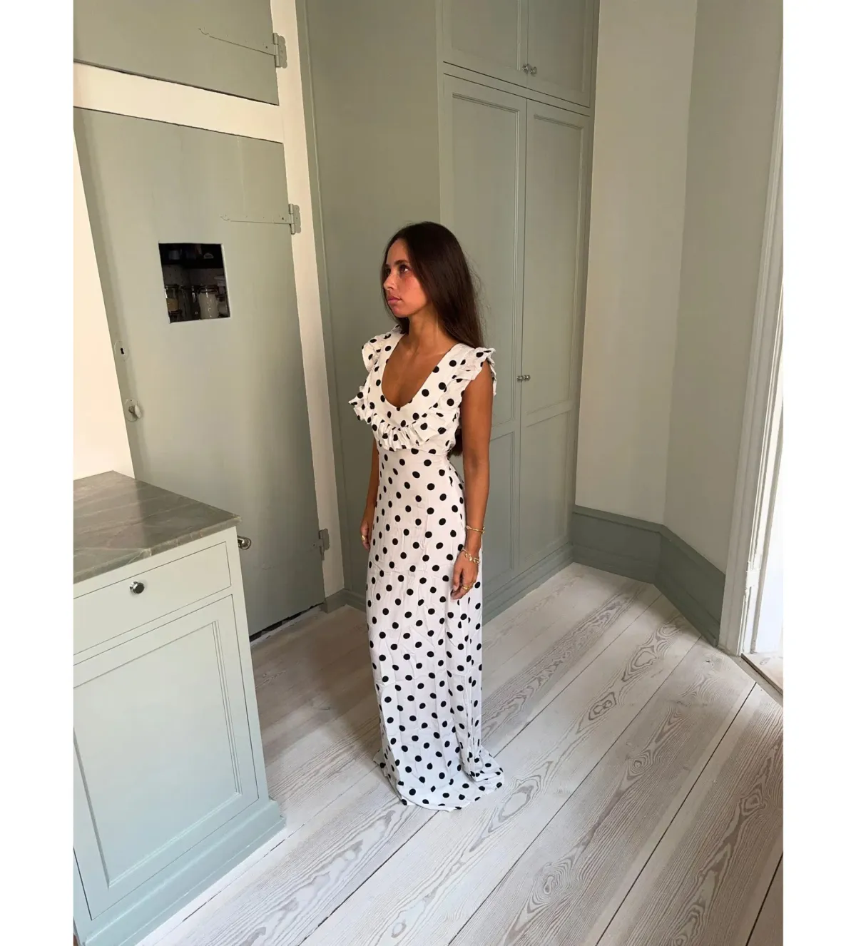 Design by Si Luna Maxi Dress Polka Dots White/Black Size AU 8 - Image 2