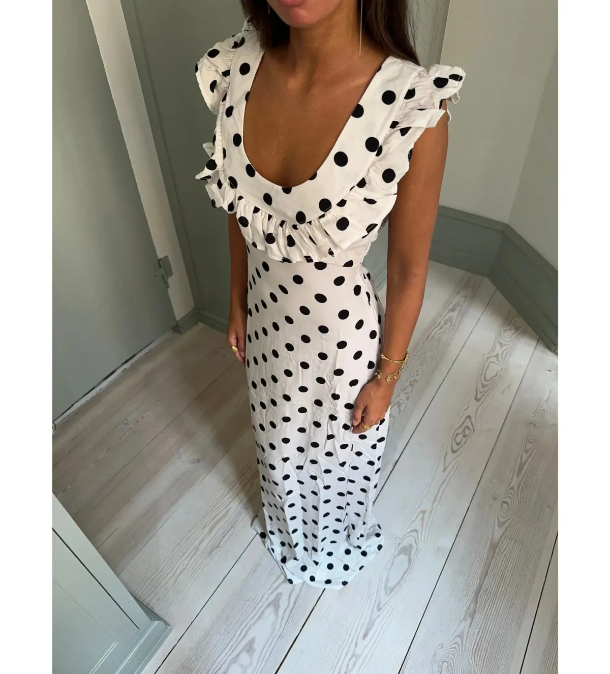 Design by Si Luna Maxi Dress Polka Dots White/Black Size AU 8 - Image 3