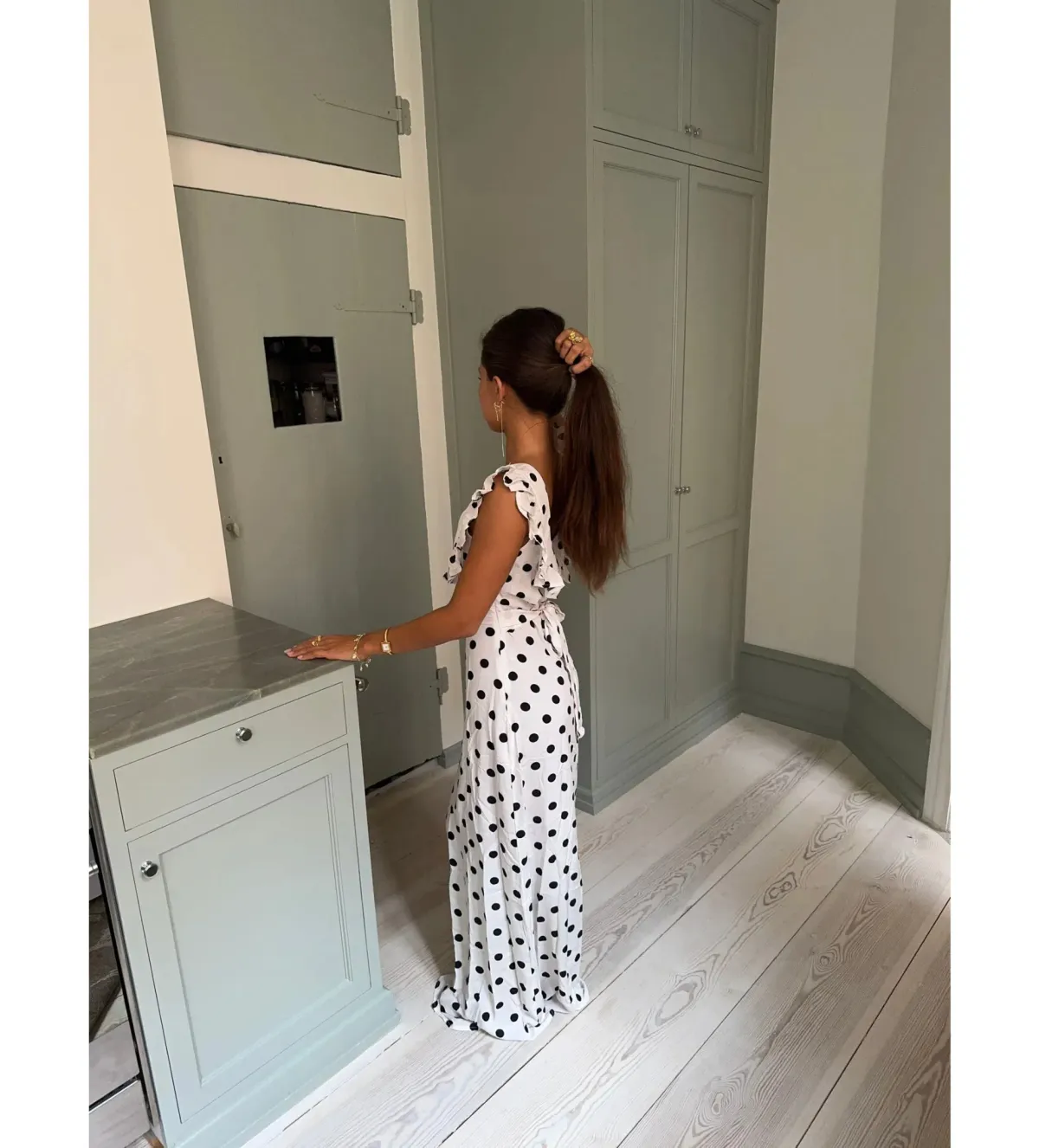 Design by Si Luna Maxi Dress Polka Dots White/Black Size AU 8 - Image 4