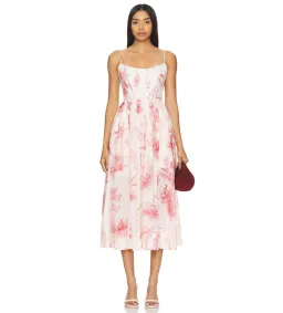 Zimmermann Waverly Corset Midi Dress Pink Palm Size 3 AU 14 for rent on The Volte - image 1