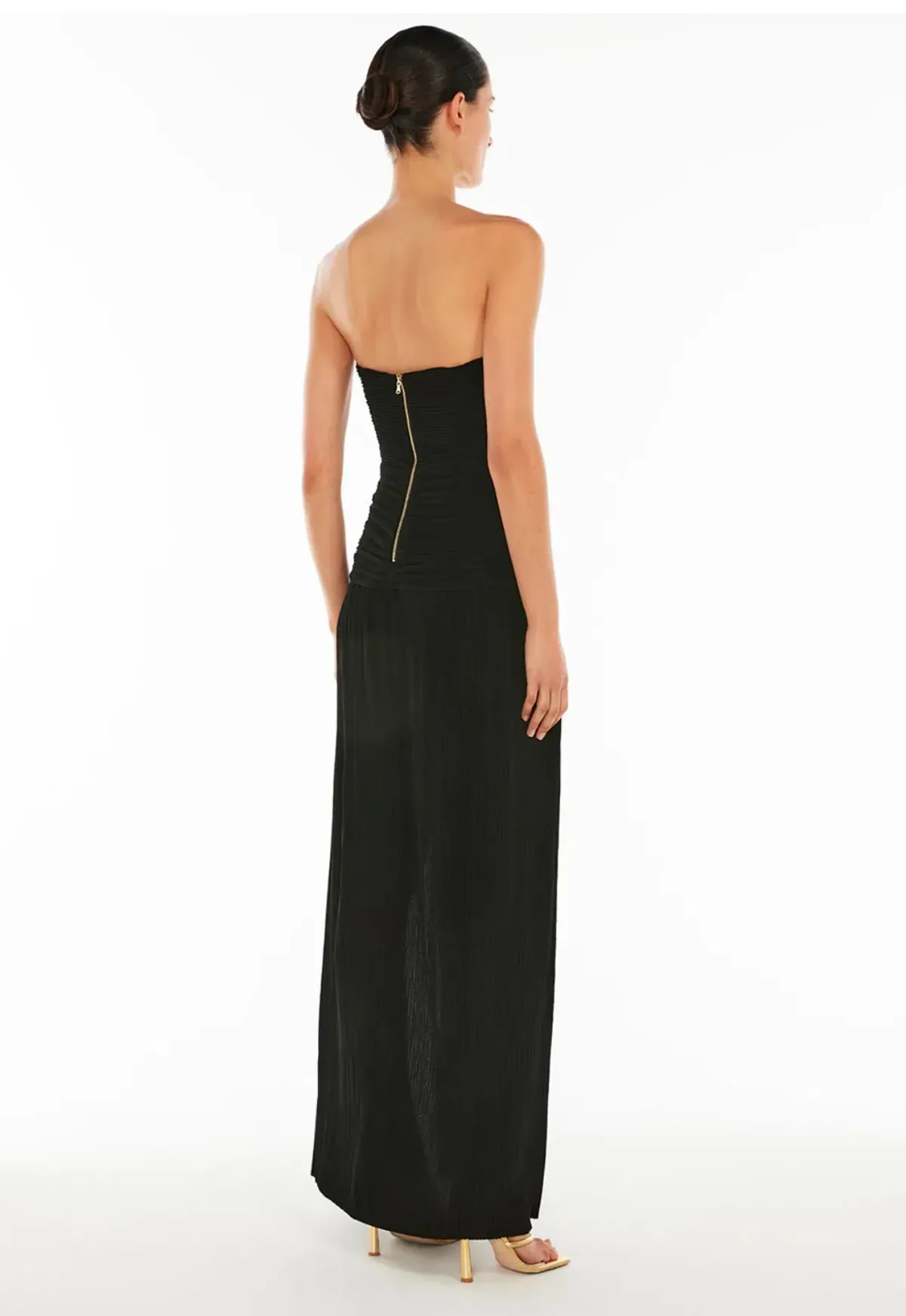 Manning Cartell Double Time Pleat Strapless Maxi Dress in Black Size AU 12 - Image 3