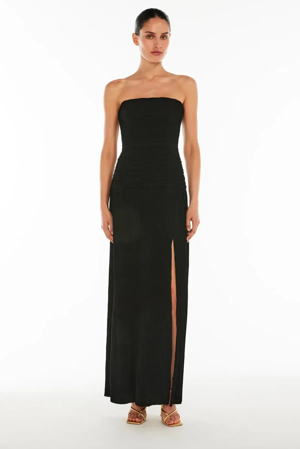 Manning Cartell Double Time Pleat Strapless Maxi Dress in Black Size AU 12 - Image 1