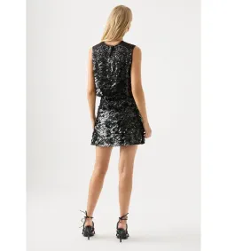 Aje Cherie Sequin Black Mini Skirt in Black Size AU 12 for rent on The Volte - image 3