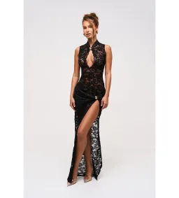Murci Onyx Lace Keyhole Maxi Dress in Black Size 10/M for rent on The Volte - image 1
