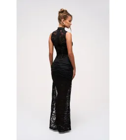 Murci Onyx Lace Keyhole Maxi Dress in Black Size 10/M for rent on The Volte - image 3