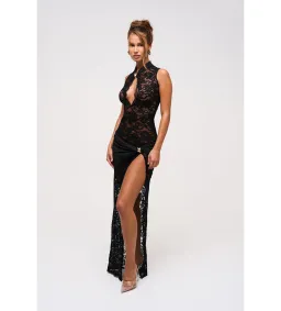 Murci Onyx Lace Keyhole Maxi Dress in Black Size 10/M for rent on The Volte - image 2