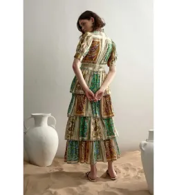 Alemais Delphine Tiered Midi Dress Multi Floral Size AU 10 for rent on The Volte - image 4