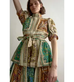 Alemais Delphine Tiered Midi Dress Multi Floral Size AU 10 for rent on The Volte - image 5