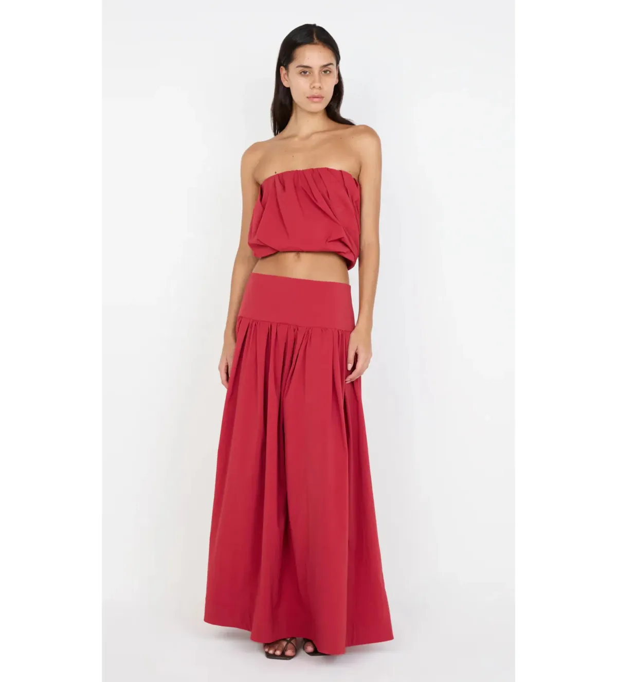 Bec & Bridge Dante Bubble Top and Maxi Skirt Set Cherry Size AU 6 - Image 1