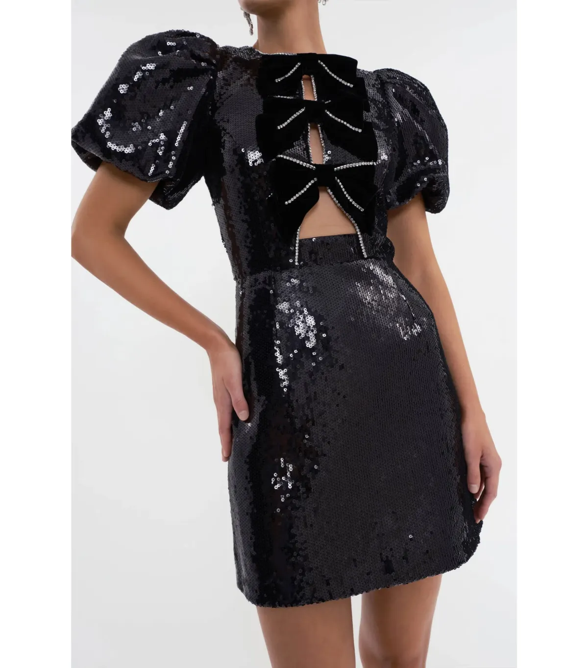 Rebecca Vallance Lena Bow Mini Dress Black Size AU 10 - Image 3