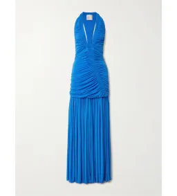 Christopher Esber Orion Open-back Ruched Mesh Gown in Blue Size 6 for rent on The Volte - image 3