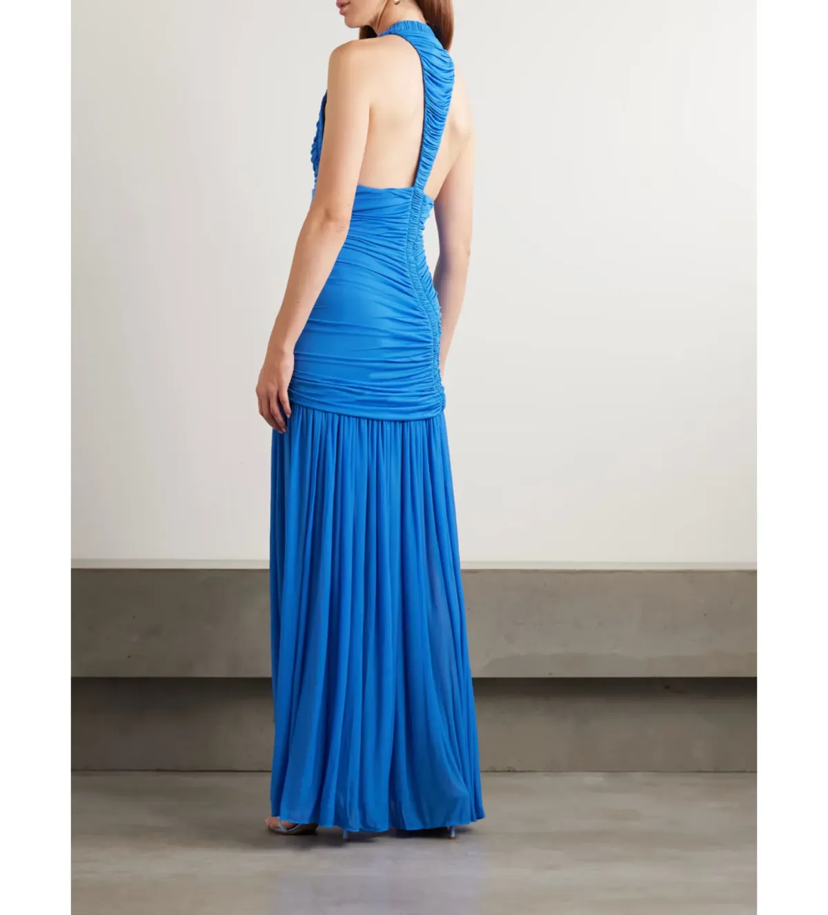 Christopher Esber Orion Open-back Ruched Mesh Gown in Blue Size 6 - Image 2