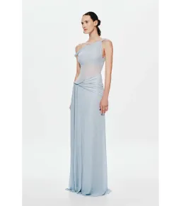 Misha The Sisal Mesh Maxi Dress in Dove Blue Size XS / AU 6 for rent on The Volte - image 4